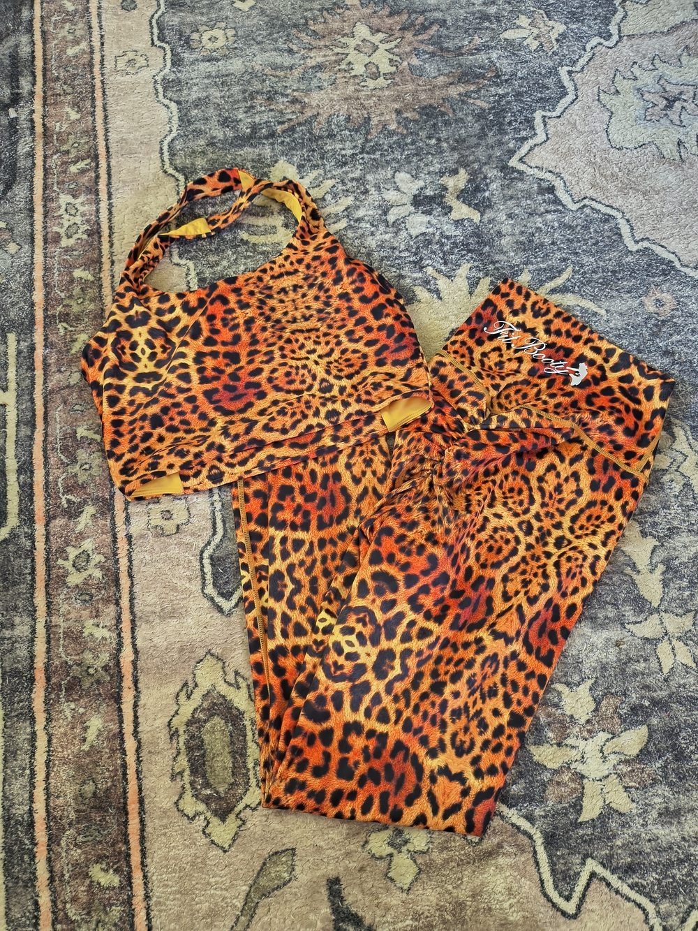 Orange Leopard Print One-Piece Set